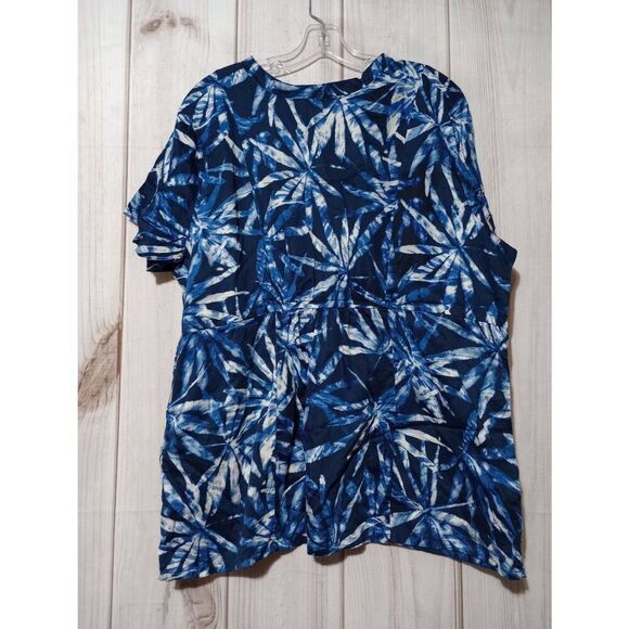 Urbane Scrub Top Ladies XXL Blue Tropical VNeck‎ - Picture 2 of 7